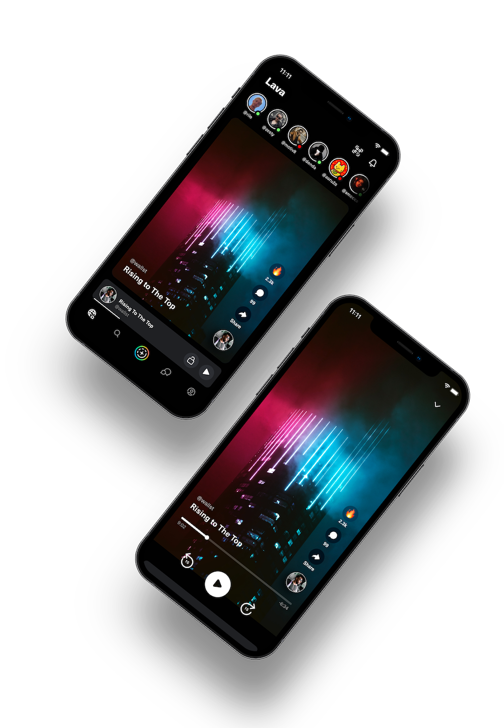 Lava social audio discover feed and audio player